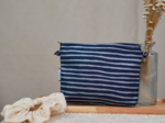 Mini pochette tissu rayé argent marine