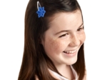 Barrette clic-clac fleur étoile bleu navy