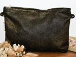 Pochette tissu suédine pailletée or