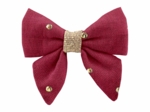 Barrette Mini Noeud Papillon gaze pois or grenat