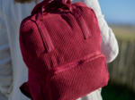 Sac à dos pliable Gaby velours côtelé large grenat