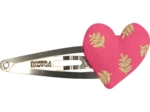 Barrette clic-clac cœur feuillage or rose