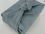 Furoshiki moyen 48 x 48 cm gaze pois or bleu gris