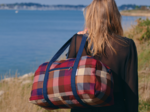 Sac week-end tartan lurex rubis