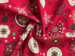 Tissu coton au mètre ex2654 noel mandala or rouge
