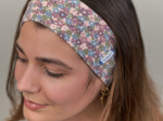 Bandeau jersey fleuri bleu prune