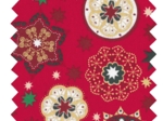 Tissu coton au mètre ex2654 noel mandala or rouge