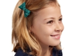 Barrette noeud ruban  vert émeraude