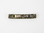 Barrette rectangle moyenne damier noir or