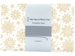 Coupon tissu 1 m ex2449  flocon de noel or ecru