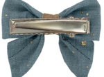Barrette Mini Noeud Papillon gaze pois or bleu gris