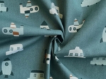 Tissu coton au mètre ex2651 voyage bleu