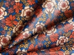 Coupon tissu enduit de 35cm  ex2631 bohème fleuri bleu
