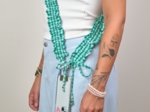 Lanière froufrou téléphone vichy vert menthe