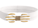 Bandeau jersey bébé noeud rayé or blanc