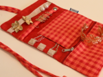 Pochette à bijoux vichy rouge corail