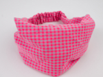 Bandeau fichu Enfant vichy rose fluo