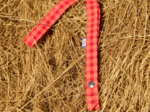 Porte-clés collier vichy rouge corail