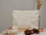 Pochette tissu rayé or blanc