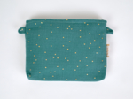 Mini pochette tissu gaze pois or eucalyptus