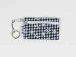Pochette porte-clés vichy brodé marine