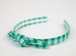 Serre-tête noeud vichy vert menthe