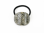 Elastique bijou ovale damier noir or