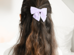 Barrette noeud papillon oxford rose