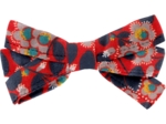 Barrette noeud ruban feuillage vermillon