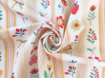 Tissu coton au mètre ex2629 rayé fruité fleuri