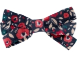 Barrette noeud ruban camelias rubis