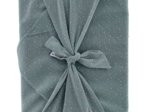 Furoshiki grand 73 x 73 cm gaze pois or bleu gris