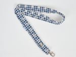 Porte-clés collier vichy brodé marine
