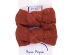 Barrettes clic-clac petits noeuds gaze lurex terracotta