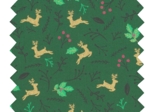 Tissu coton au mètre ex2560 noel mini cerfs vert