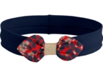 Bandeau jersey bébé noeud feuillage vermillon