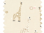 Tissu coton au mètre ex2458 girafe fleurie beige