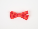 Barrette ruban petit  vichy rouge corail
