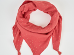 Foulard pompon gaze pois or marsala