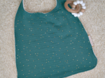 Serviette enfant élastique gaze pois or eucalyptus