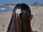 Barrette fleur étoile blanc pailleté