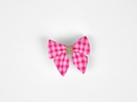 Barrette Mini Noeud Papillon vichy rose fluo