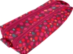 Trousse double compartiment pompons cerise
