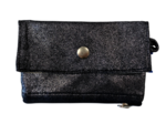 Mini pochette porte-monnaie suédine pailletée argent