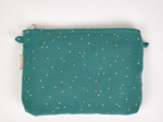 Pochette tissu gaze pois or eucalyptus