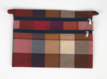 Pochette plate Aloïs tartan lurex rubis