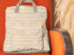 Sac à dos pliable Gaby rayé or blanc