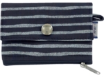 Mini pochette porte-monnaie rayé argent marine