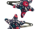 Barrettes clic-clac étoile camelias rubis