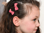 Barrettes clic-clac petits noeuds feuillage or rose